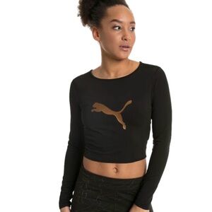 Puma Women's Black and Gold Long Sleeve Top